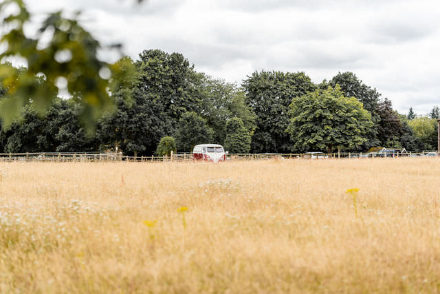 Outdoor summer ceremony at Hillfields Farm Wedding Venue