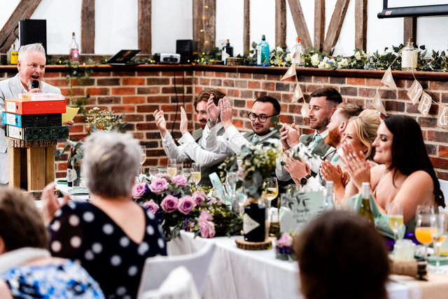 Wedding breakfast at Hillfields Farm Wedding Venue