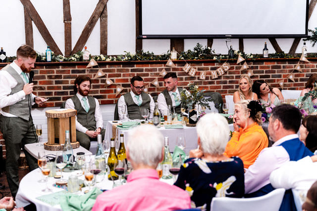 Wedding breakfast at Hillfields Farm Wedding Venue