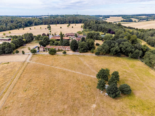 Aerial photo of Hillfields Farm Wedding Venue