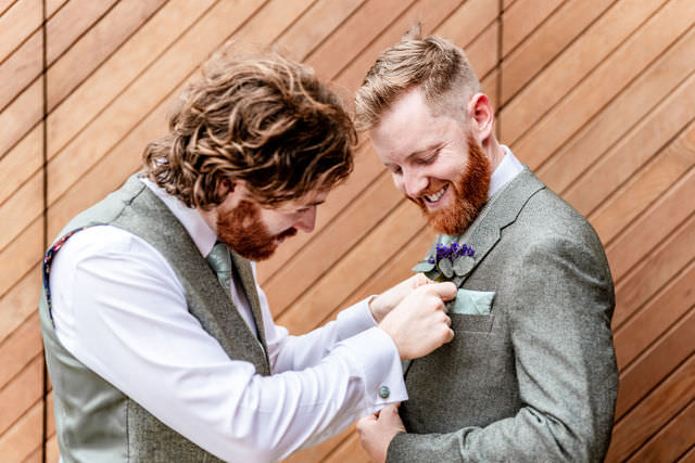 grooms preparations Hillfields Farm Wedding Venue