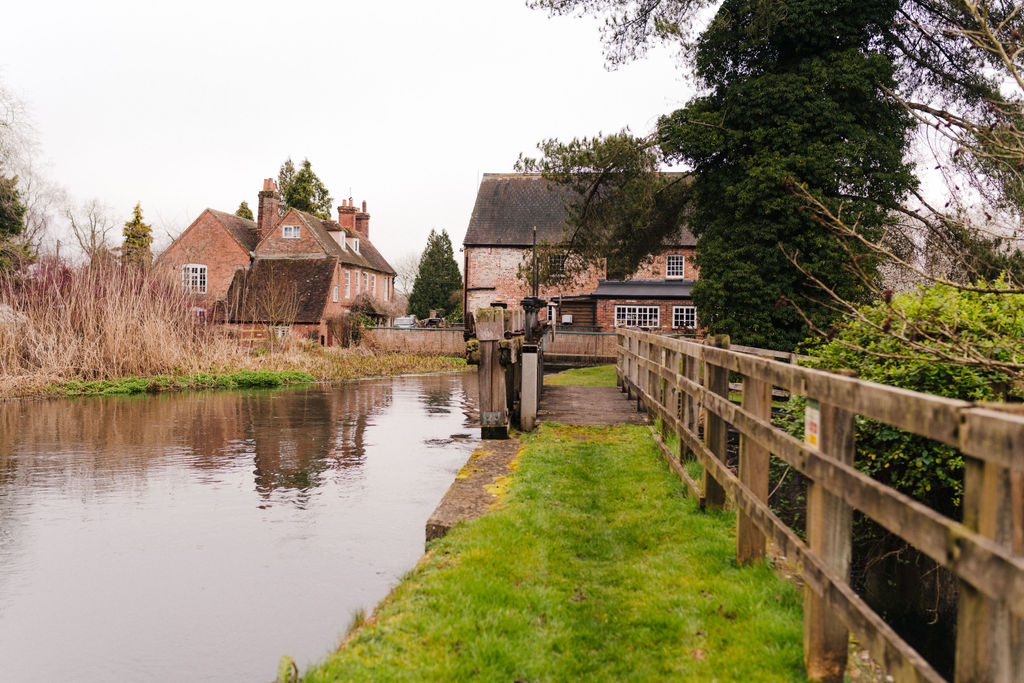 winter landscape of the old mill aldermaston