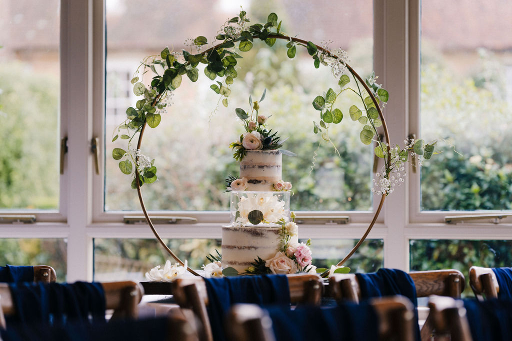 wedding cake at the old mill aldermaston